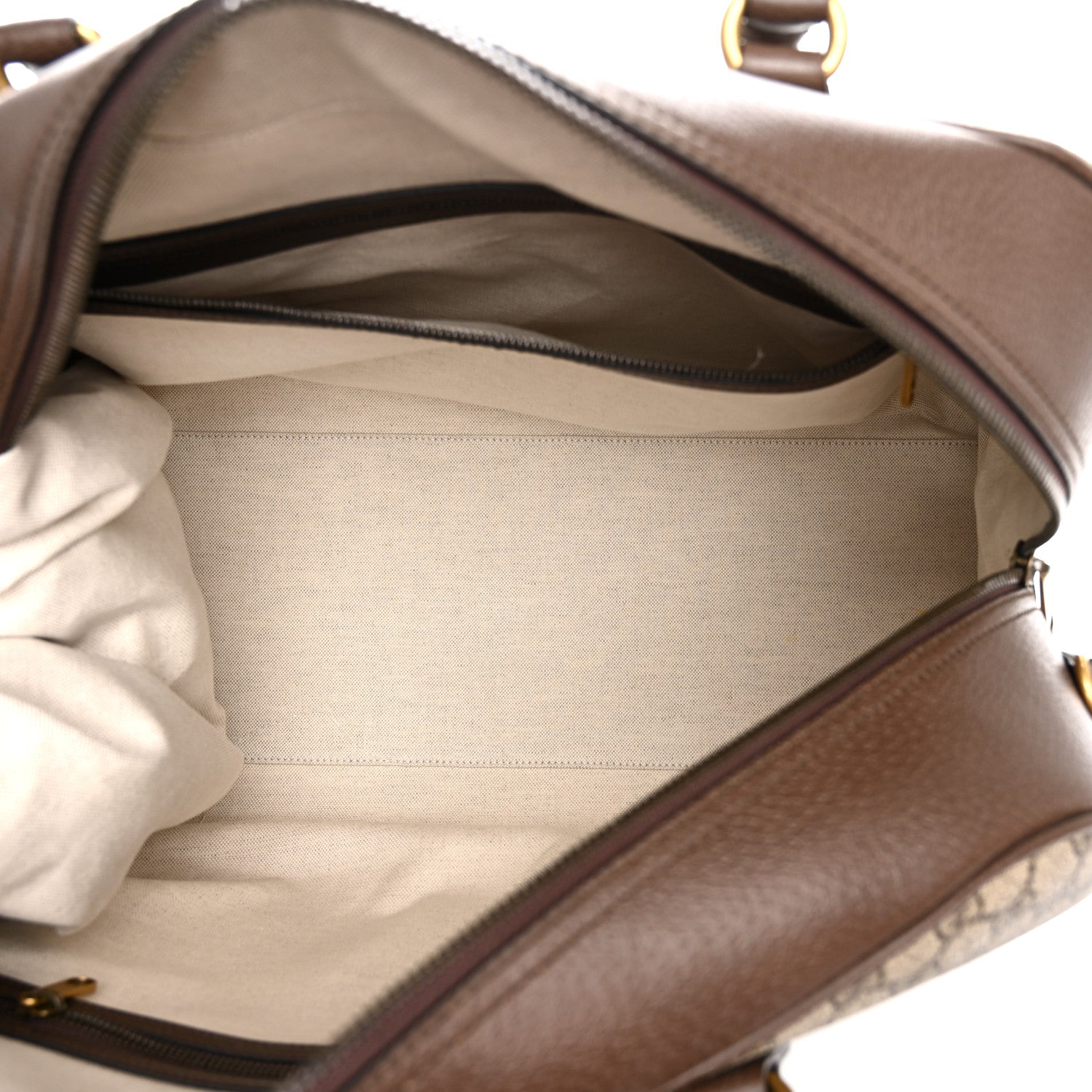 Gucci GG Supreme Monogram Textured Dollar Calfskin Web Large Savoy Bowling Bag Beige Ebony New Acero 5 of 14