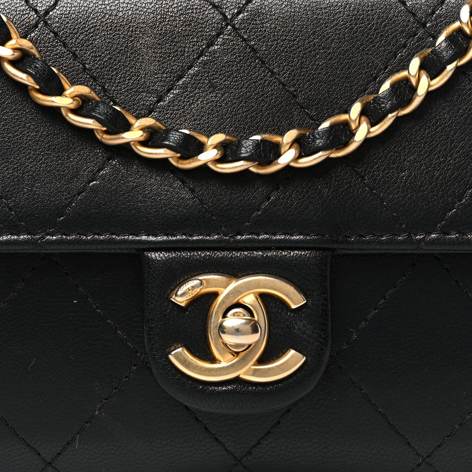 Chanel Lambskin Quilted Chic Pearls Clutch With Chain Black 9 of 11