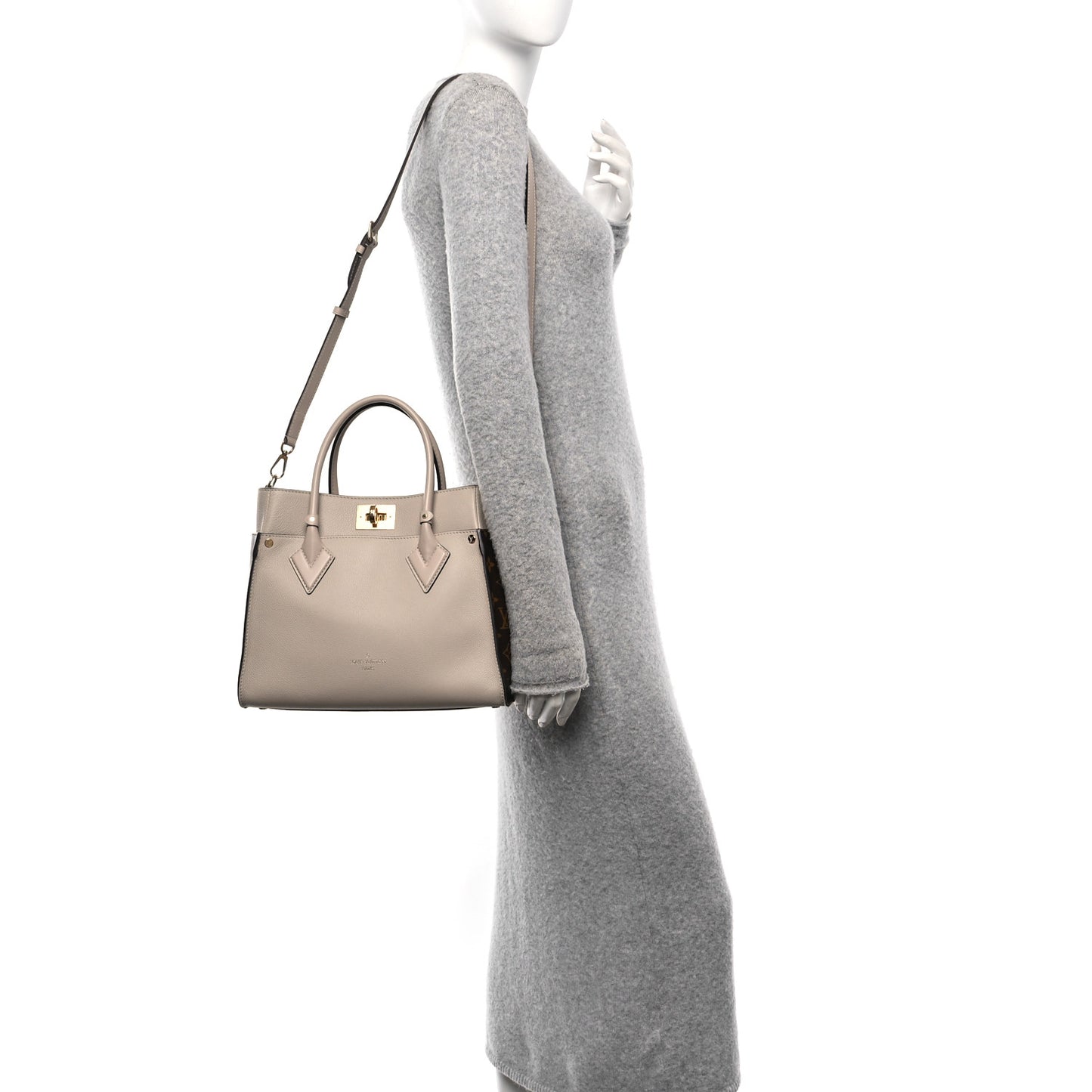 Calfskin Monogram On My Side MM Greige