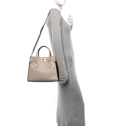 Louis Vuitton Calfskin Monogram On My Side MM Greige 2 of 9