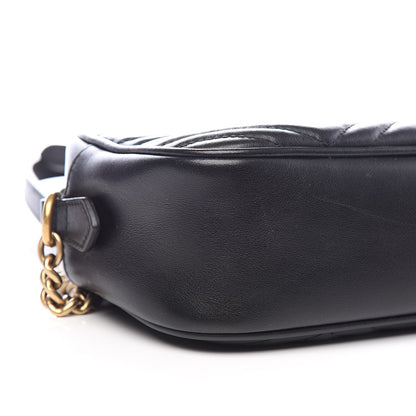 Gucci Calfskin Matelasse Small GG Marmont Chain Shoulder Bag Black 8 of 10