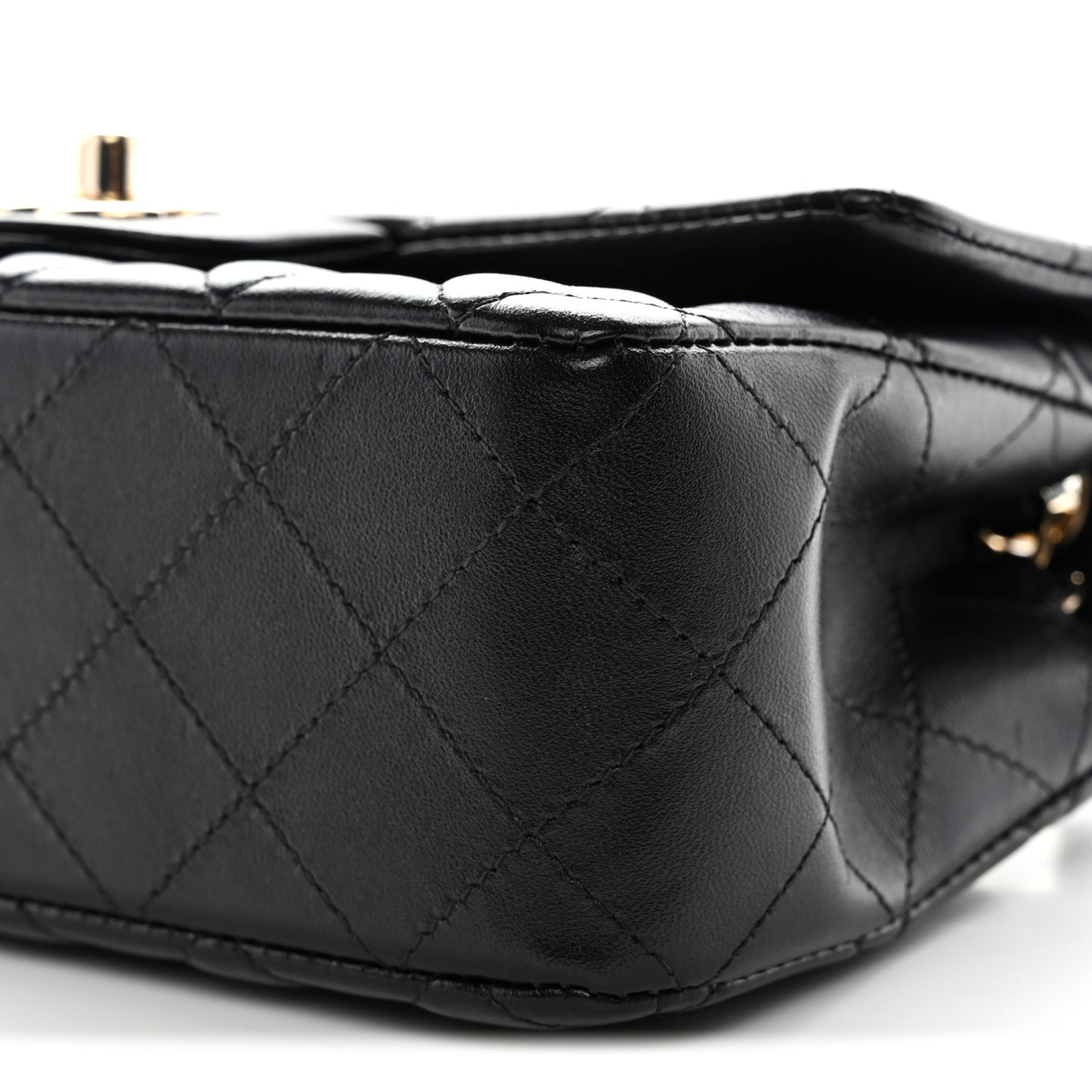 Lambskin Quilted Mini Rectangular Flap Black