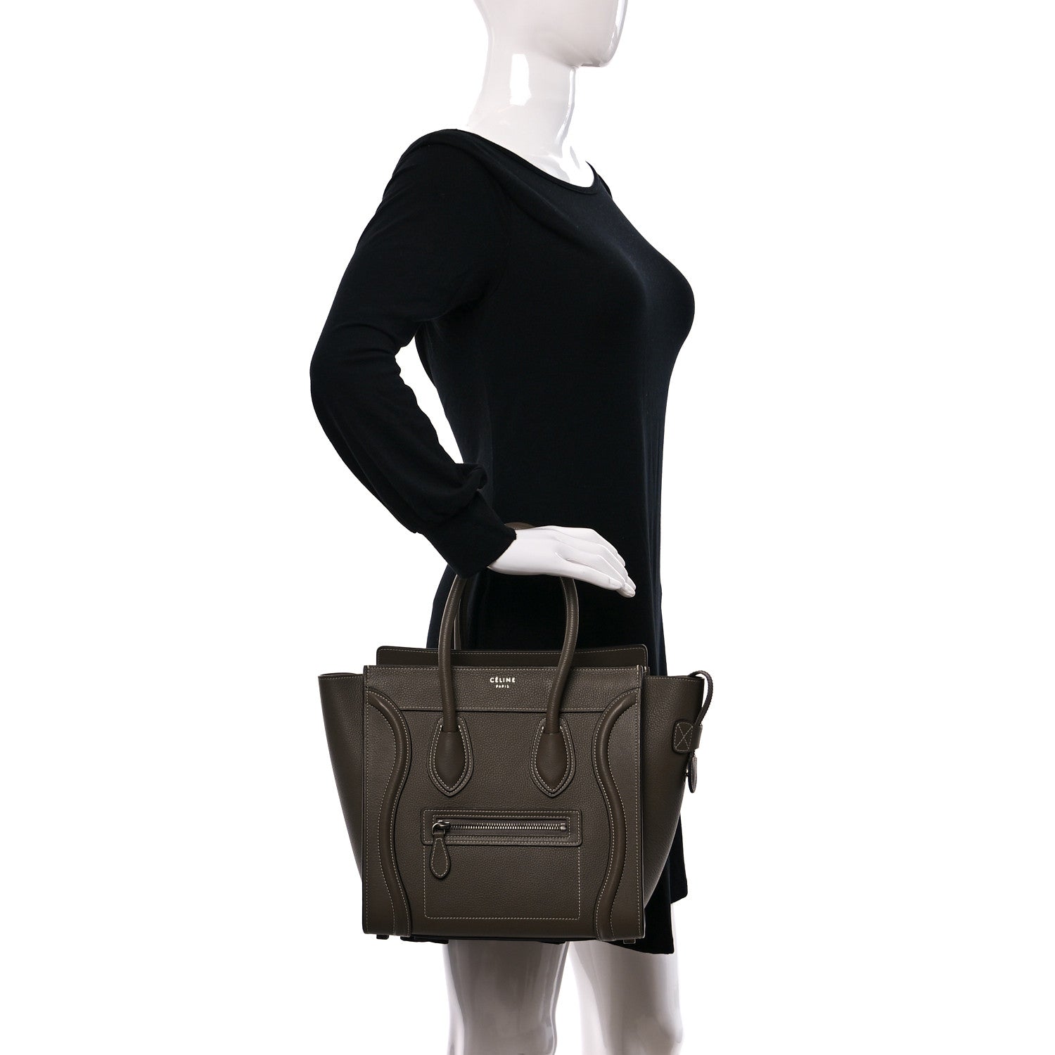 Celine Drummed Calfskin Micro Luggage Souris 2 of 11