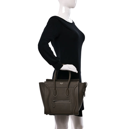 Celine Drummed Calfskin Micro Luggage Souris 2 of 11