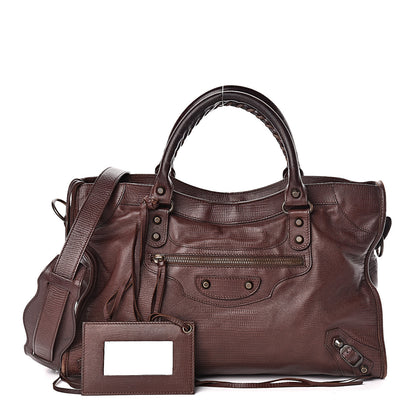 Balenciaga Agneau Classic Hardware Lizard Embossed City Castagna 1 of 10