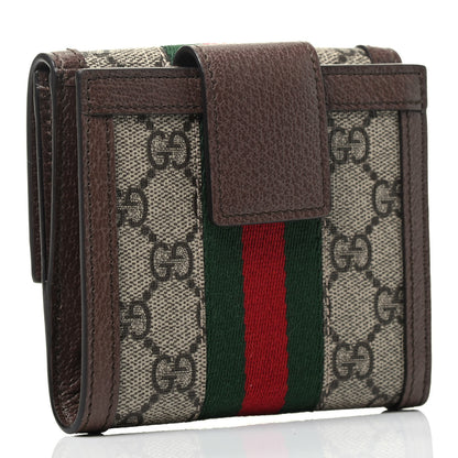 Gucci GG Supreme Monogram Web Ophidia French Flap Wallet Beige New Acero 2 of 3