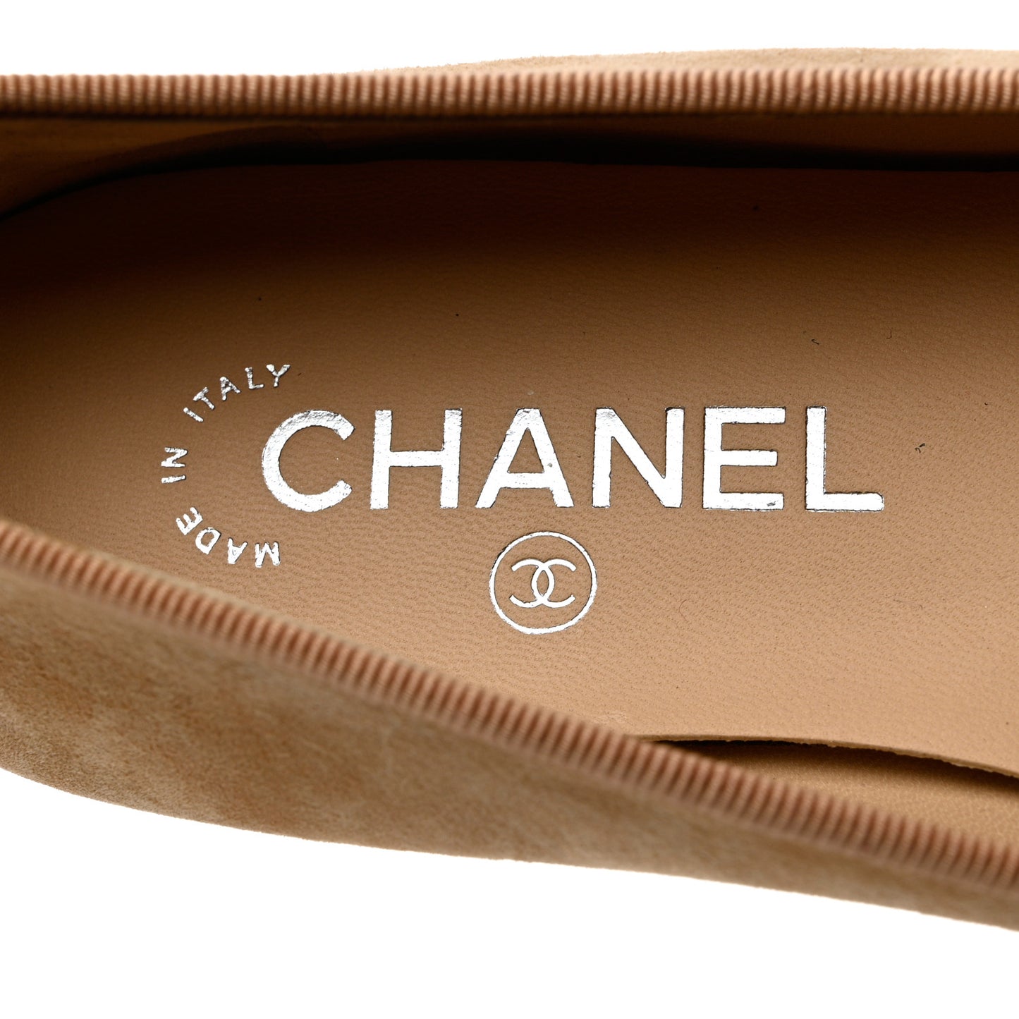 Suede Cap Toe CC Ballerina Flats 38.5 Beige Black