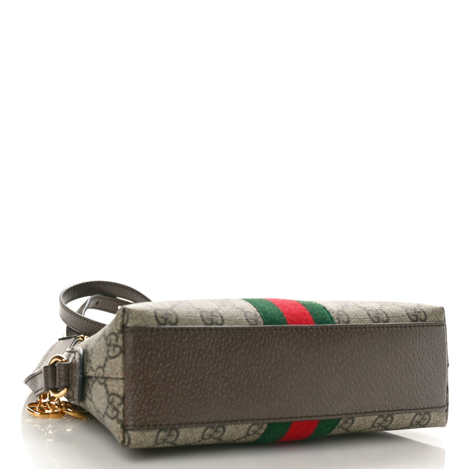 Gucci GG Supreme Monogram Textured Dollar Calfskin Web Small Ophidia Dome Shoulder Bag Beige Ebony New Acero 4 of 10