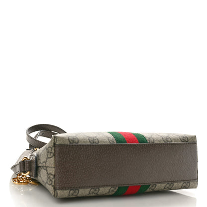 Gucci GG Supreme Monogram Textured Dollar Calfskin Web Small Ophidia Dome Shoulder Bag Beige Ebony New Acero 4 of 10