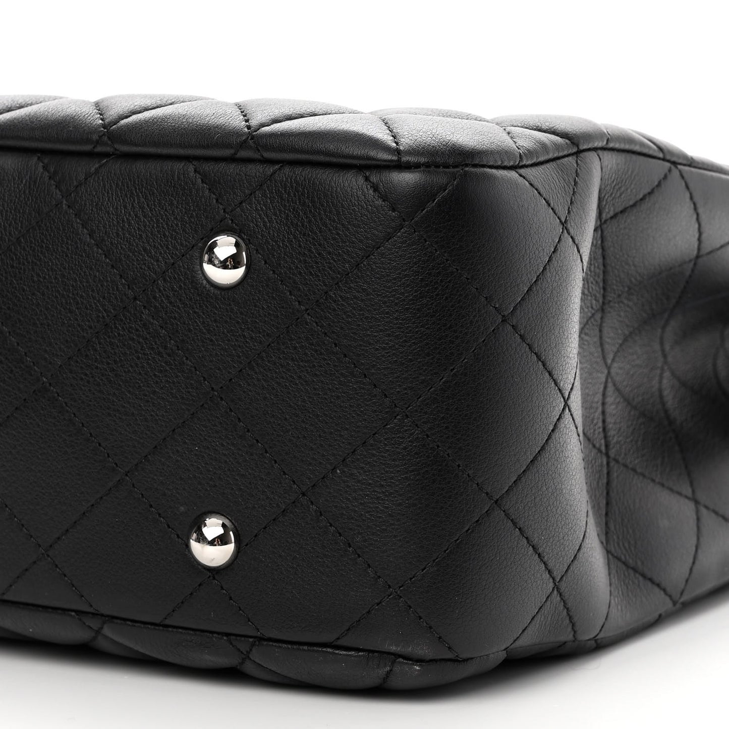 Calfskin Quilted Large Classic Shopping Tote Black