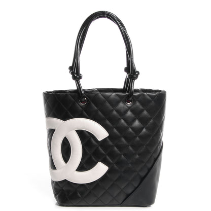 Chanel Calfskin Quilted Medium Cambon Tote Black White 1 of 7