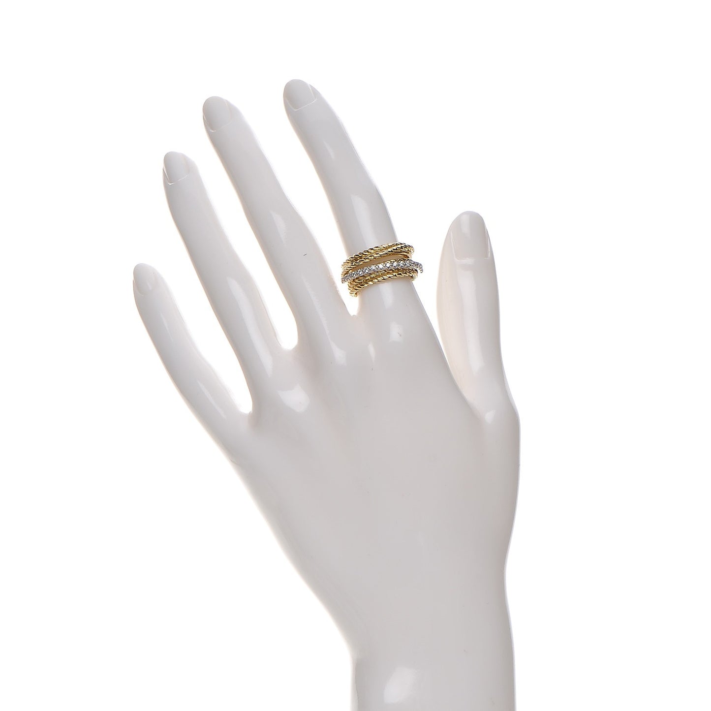 18K Yellow Gold Diamond 11mm Wide Crossover Ring 50 5.5