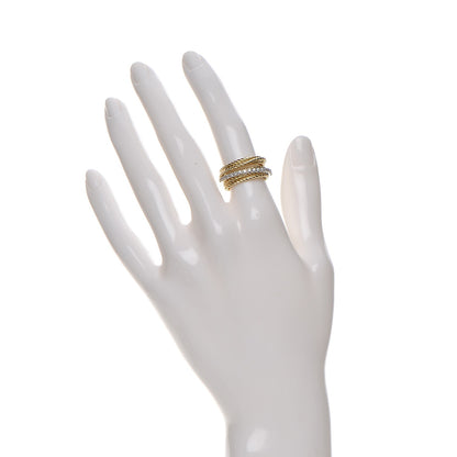 David Yurman 18K Yellow Gold Diamond 11mm Wide Crossover Ring 50 5.5 2 of 5