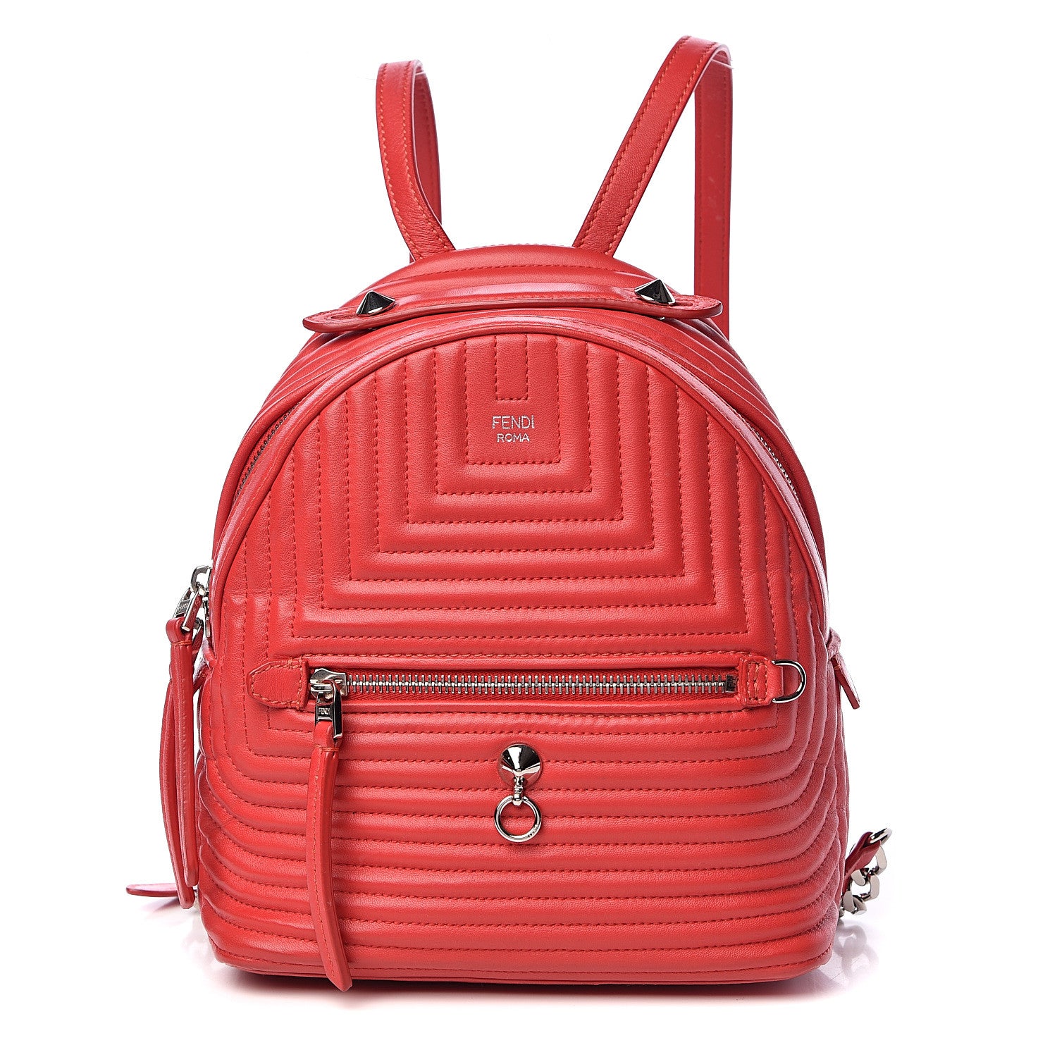 Fendi Shiny Nappa Trapuntata Mini Backpack Papavero 1 of 16