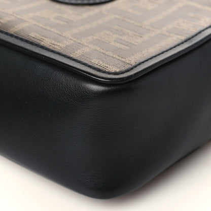 Fendi Glazed Fabric Vitello Century FF 1974 Stamp Patch Mini Camera Case Mogano Panna Black 9 of 10