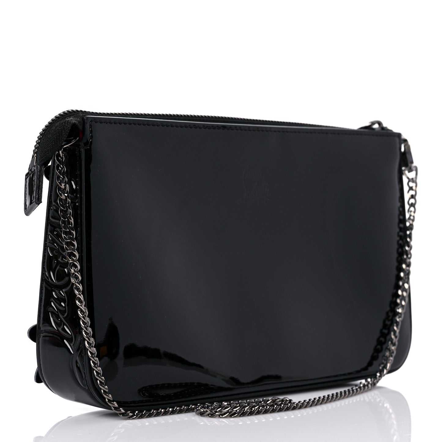 Patent Loubila Daisy Spike Patent Pouch Clutch Bag Black