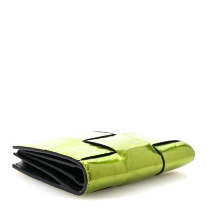 Bottega Veneta Metallic Crushed Calfskin Intrecciato Zip Card Holder Chlorophyll 4 of 10