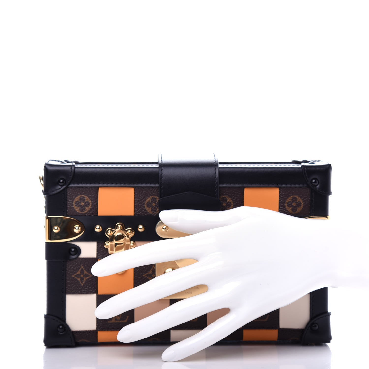 Louis Vuitton Monogram Tressage Petite Malle Beige White Orange 2 of 10