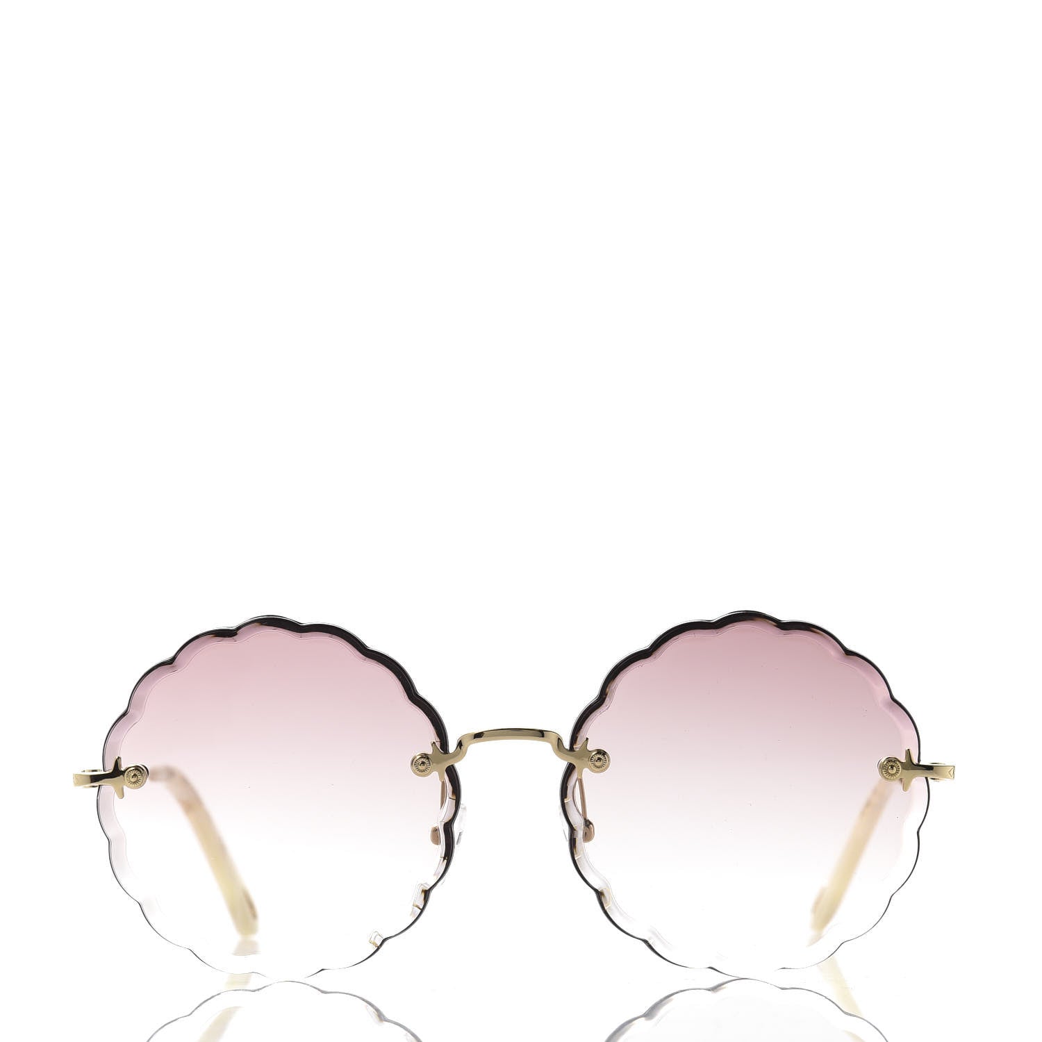 Chloe Rosie Bevelled Round Sunglasses CE142S Gold Gradient Coral 2 of 8