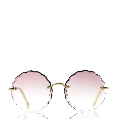 Chloe Rosie Bevelled Round Sunglasses CE142S Gold Gradient Coral 2 of 8