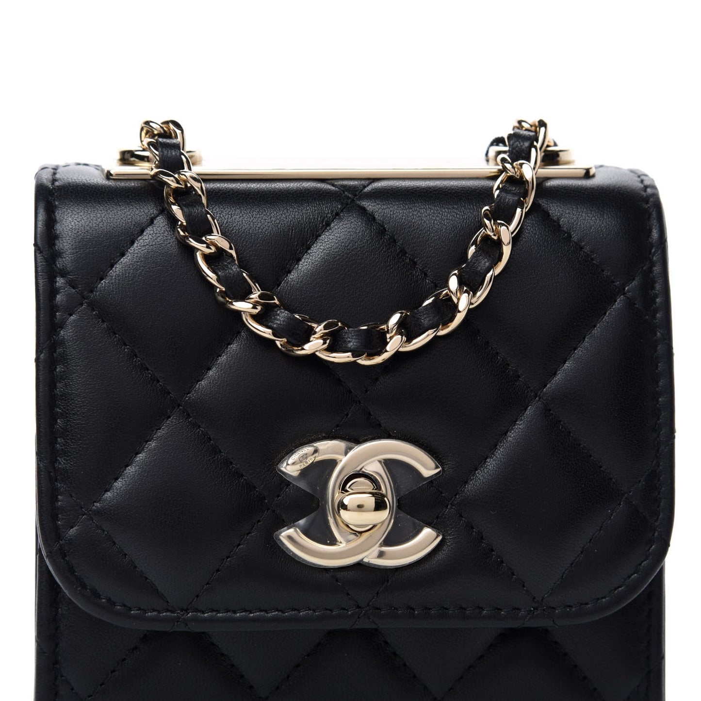 Lambskin Quilted Mini Trendy CC Chain Wallet Black