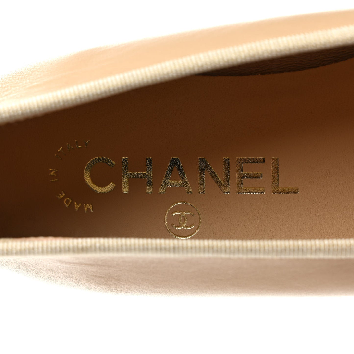 Lambskin Cap Toe CC Ballerina Flats 37 Beige Black
