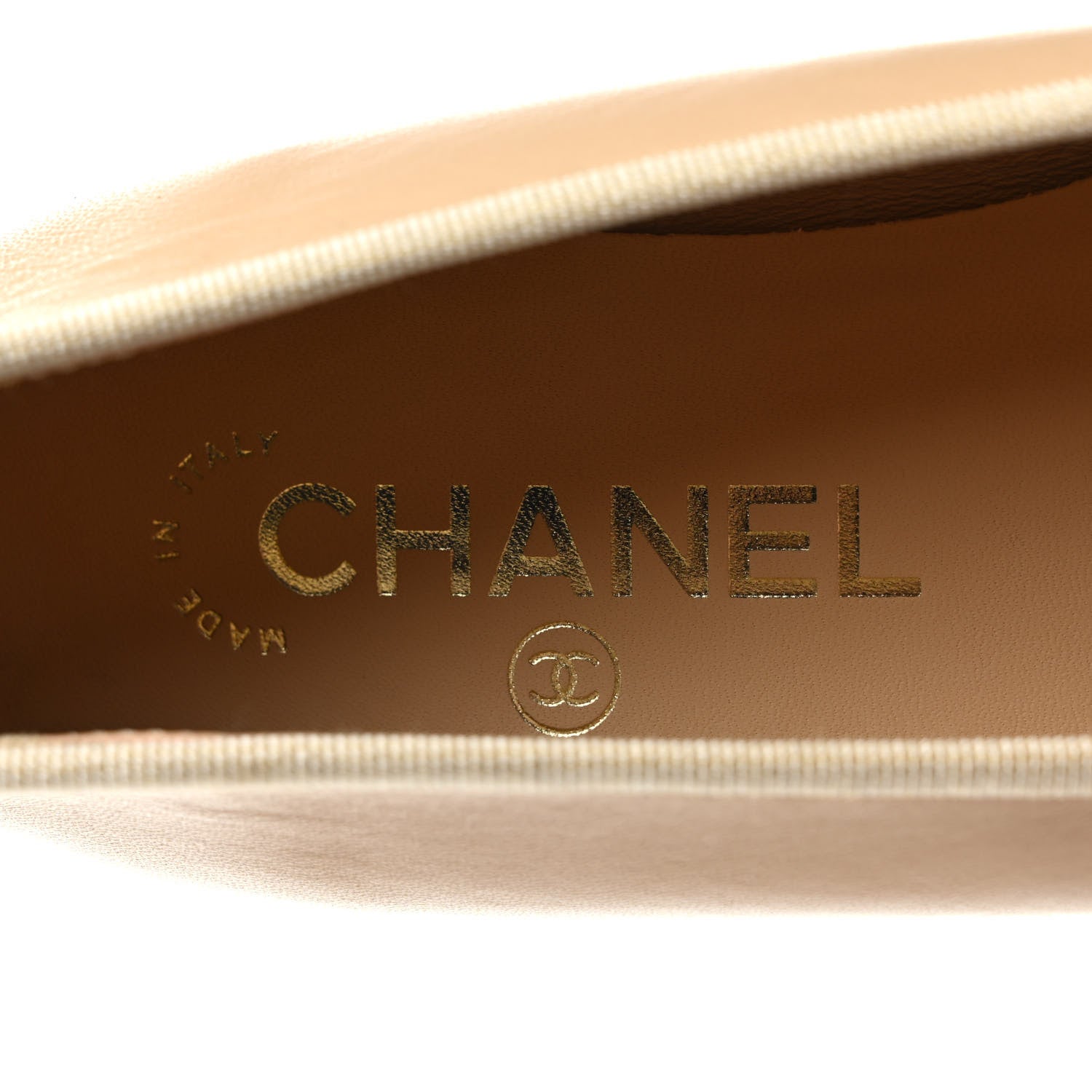 Chanel Lambskin Cap Toe CC Ballerina Flats 37 Beige Black 7 of 9