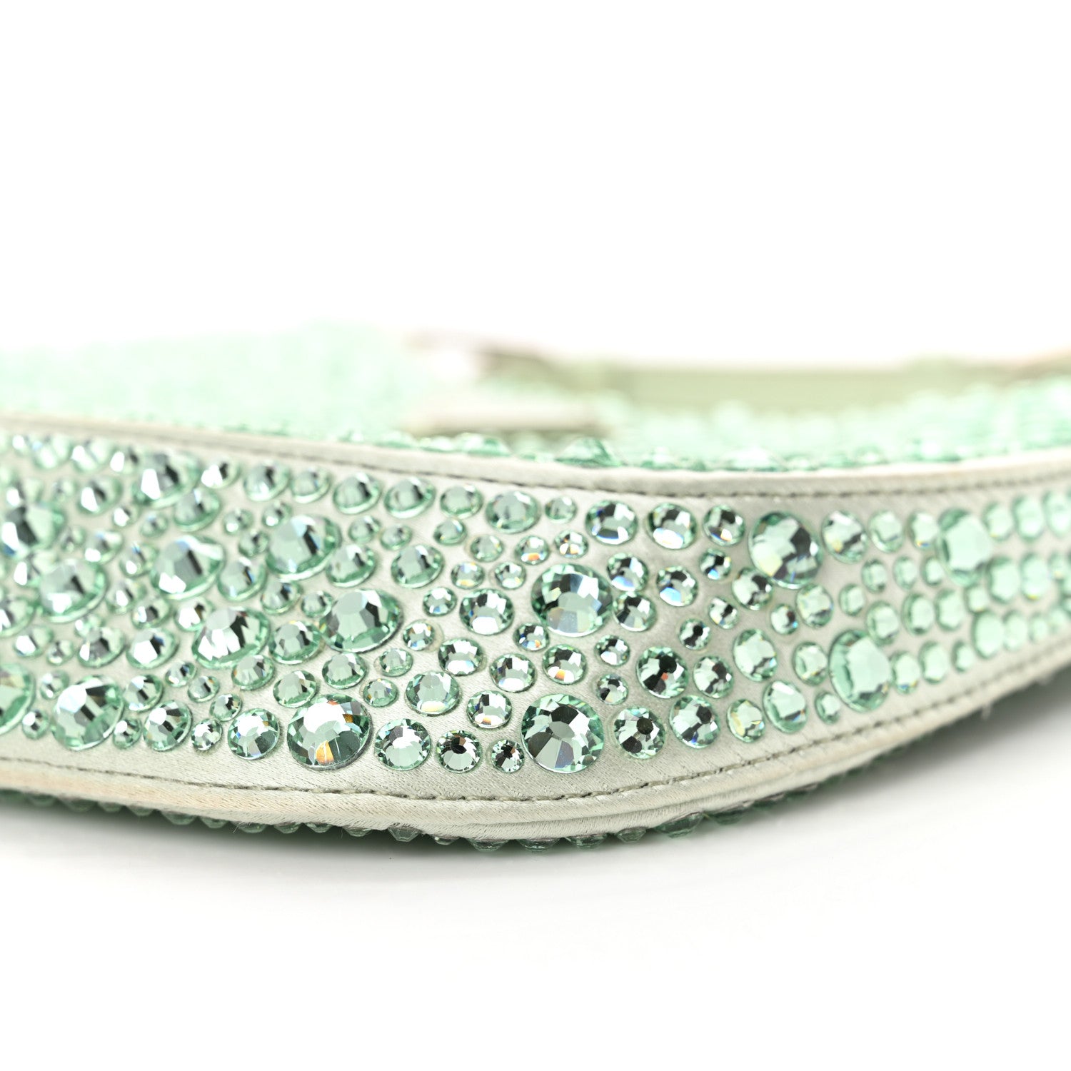 Prada Satin Crystal Cleo Adjustable Strap Shoulder Bag Acqua 10 of 13