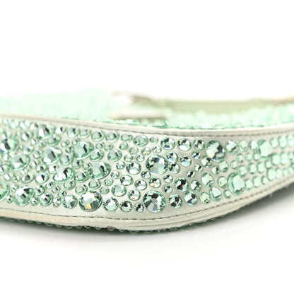 Prada Satin Crystal Cleo Adjustable Strap Shoulder Bag Acqua 10 of 13