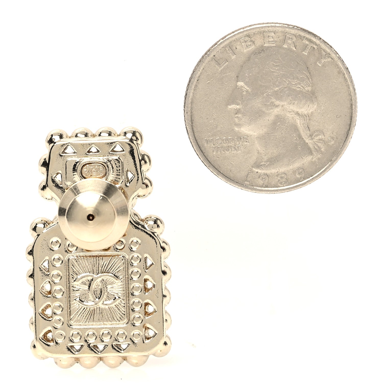 Chanel Resin Crystal Pearl Perfume Bottle CC Brooch Black Gold 2 of 4
