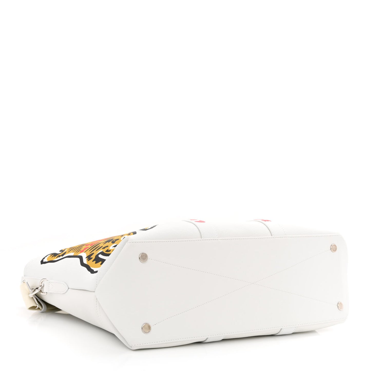 X NIGO Calfskin Tiger Journey Tote White