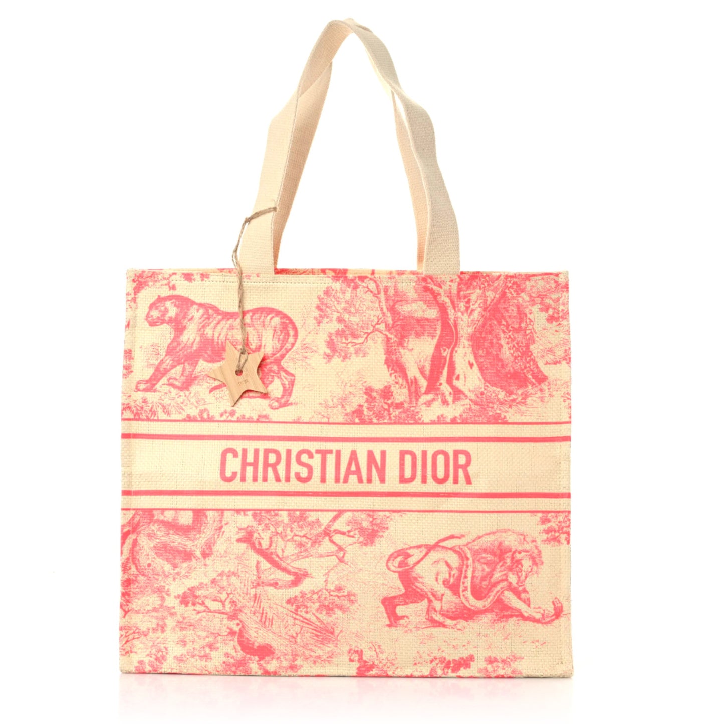 Straw Dioriviera Tote Pink