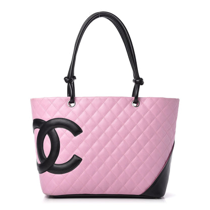 Chanel Calfskin Quilted Large Cambon Tote Pink Black 1 of 10