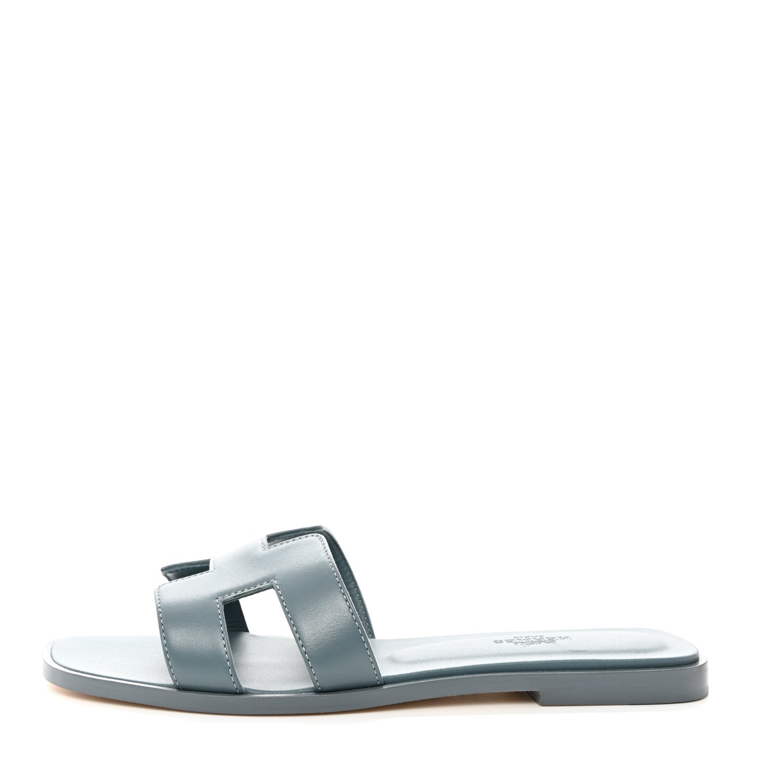 Hermes Box Calfskin Oran Sandals 38 Bleu Pinede 1 of 8