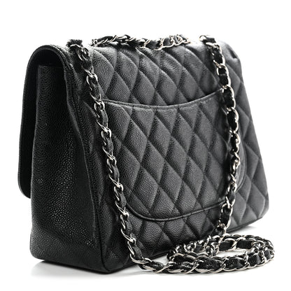 Chanel Caviar Quilted Jumbo Single Flap Black Black 6 of 31