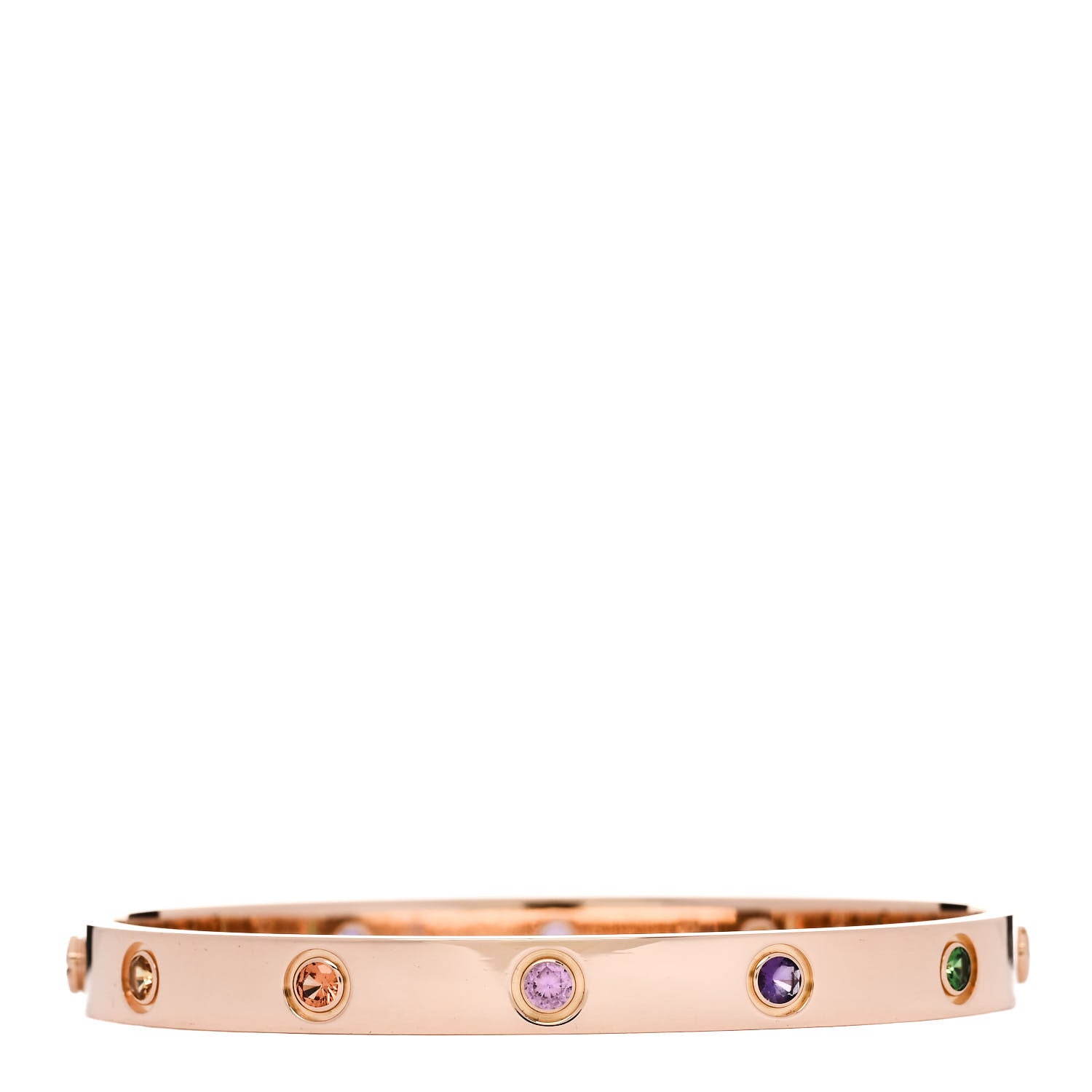 Cartier 18K Pink Gold Sapphire Garnet Amethyst LOVE Bracelet 17 2 of 8