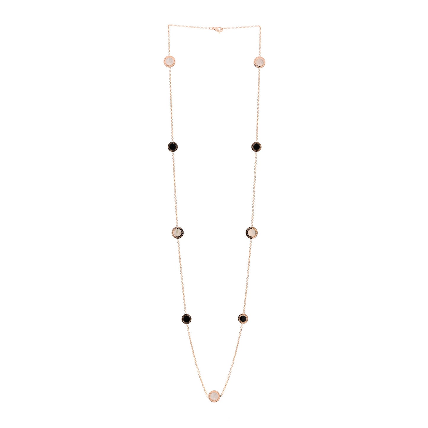 18K Rose Gold Black Onyx Mother of Pearl BVLGARI BVLGARI Long Station Necklace