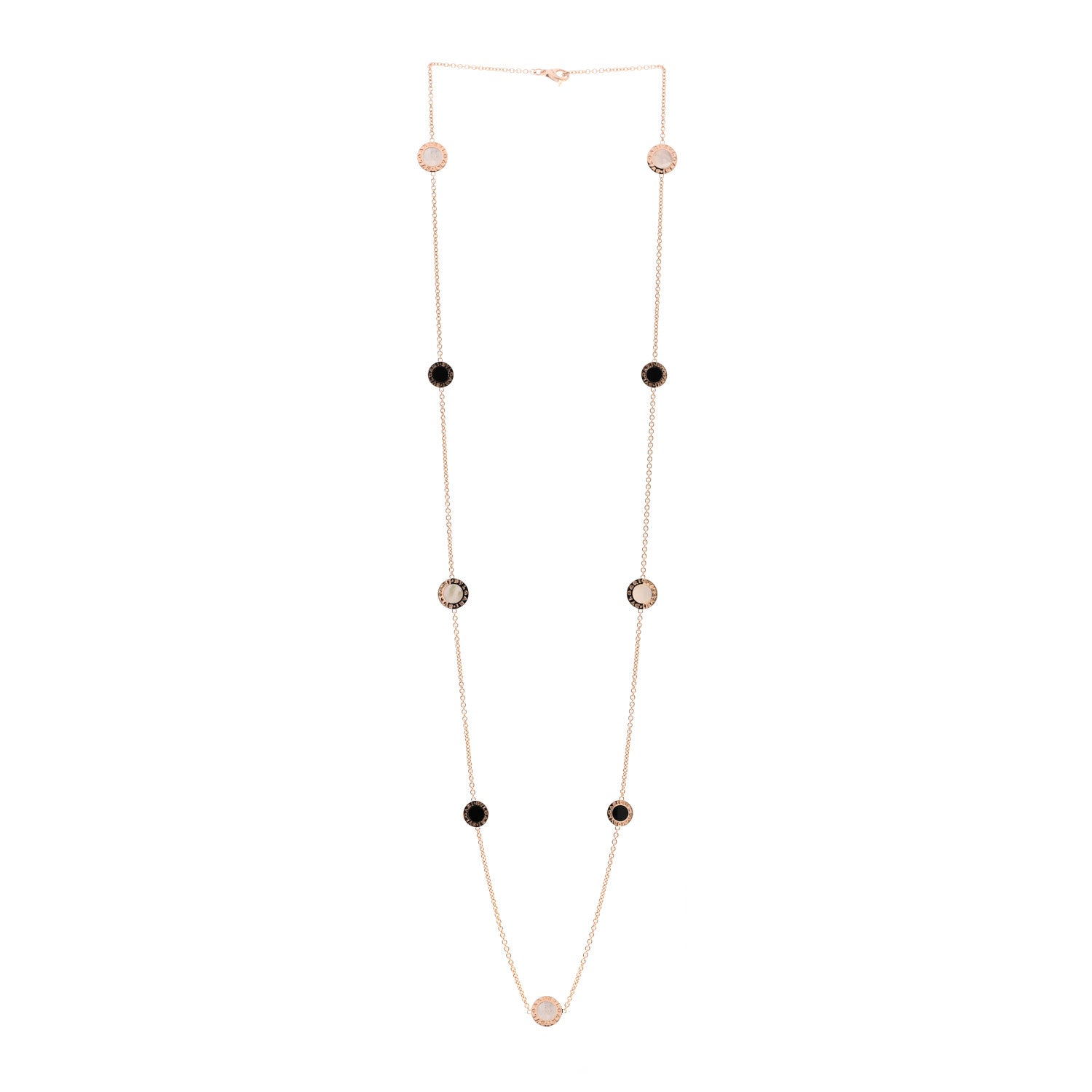Bulgari 18K Rose Gold Black Onyx Mother of Pearl BVLGARI BVLGARI Long Station Necklace 3 of 4