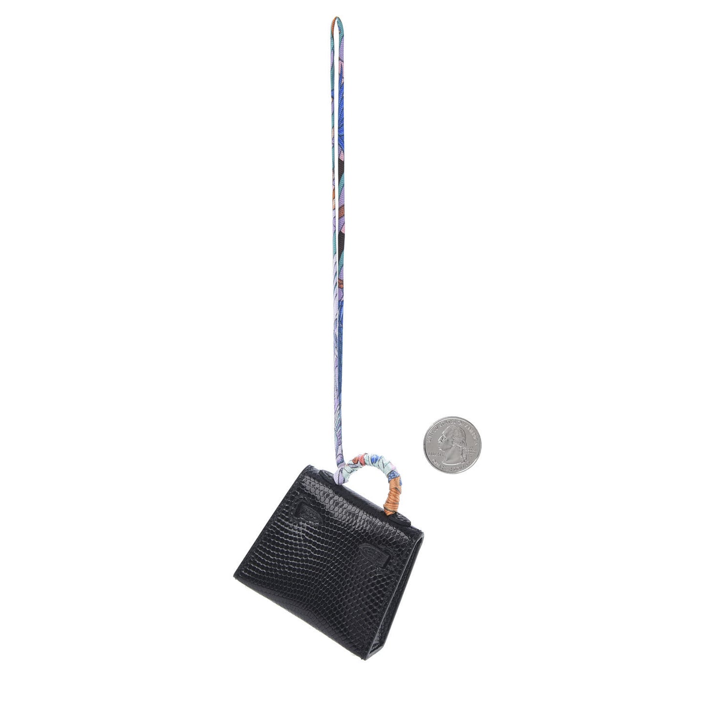 Lizard Mini Kelly Twilly Bag Charm Black
