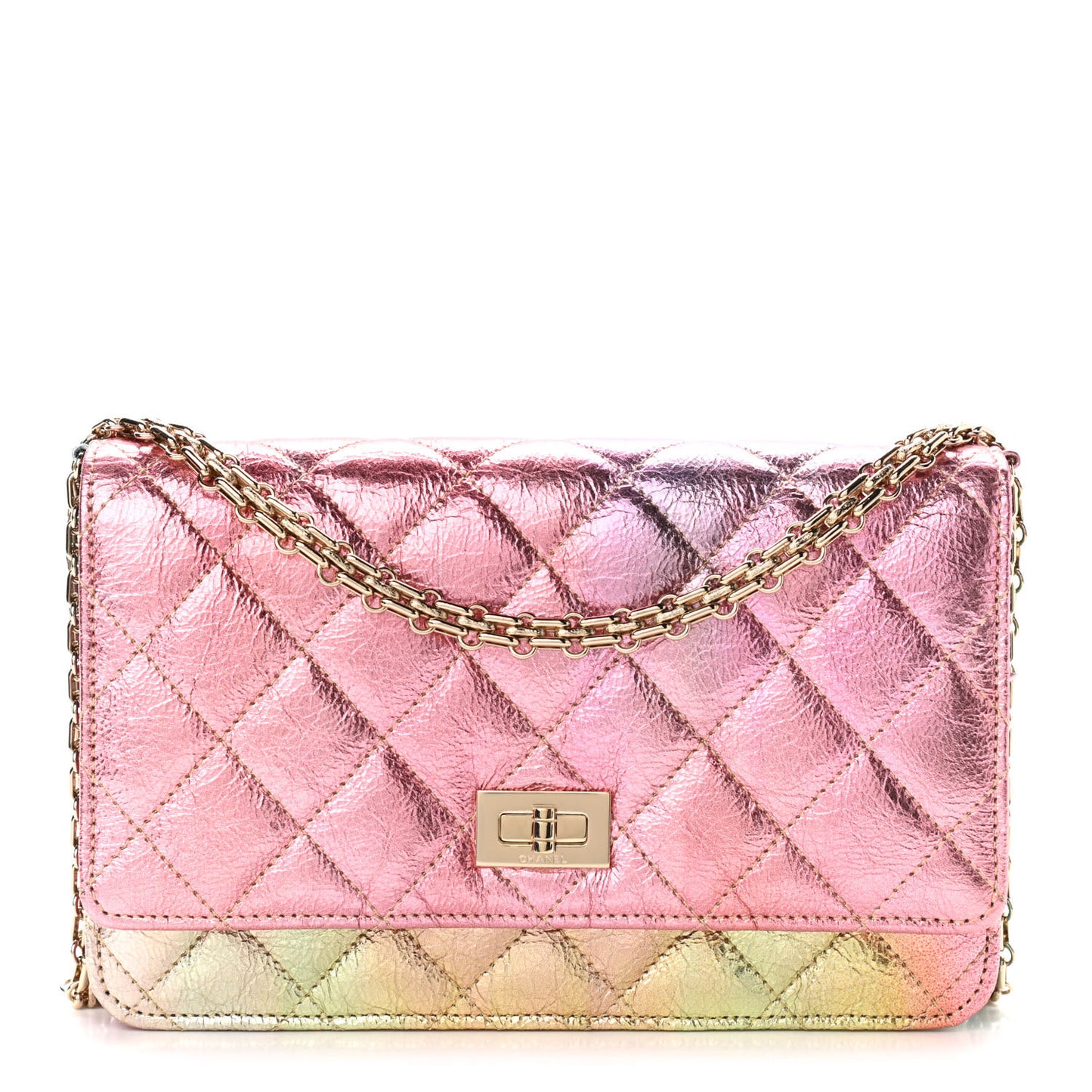 Metallic Goatskin Quilted 2.55 Reissue Wallet on Chain WOC Multicolor