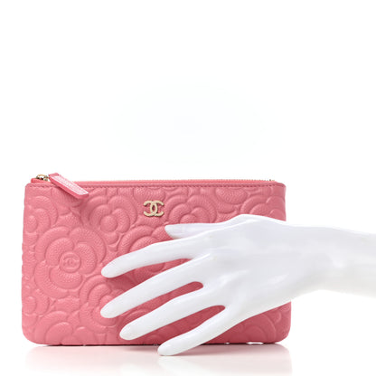 Chanel Caviar Camellia Embossed Cosmetic Pouch Pink 2 of 8