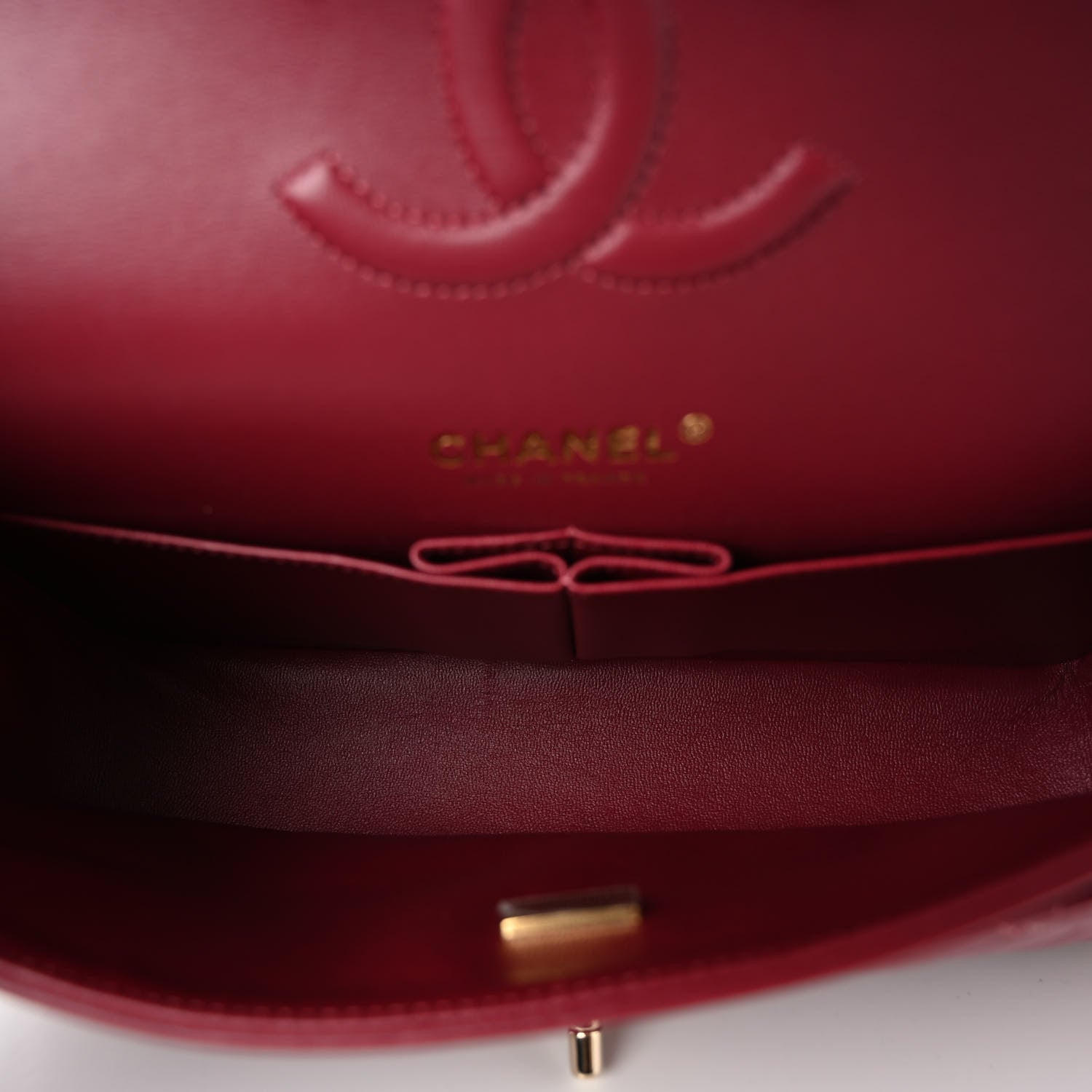 Chanel Lambskin Quilted Medium Double Flap Burgundy 5 of 10