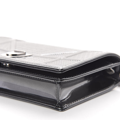 Christian Dior Metallic Patent Micro-Cannage Diorama Wallet on Chain Pouch Onyx Black 10 of 14