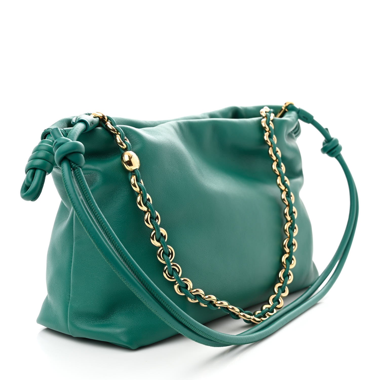 Loewe Mellow Nappa Medium Donut Chain Flamenco Knot Clutch Emerald Green 3 of 10