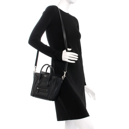 Celine Drummed Calfskin Nano Luggage Black 2 of 7