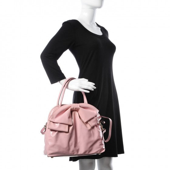 Valentino Garavani Patent Lacca Bow Dome Tote Pop Gardenia 2 of 11