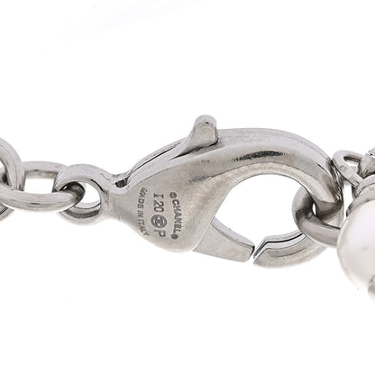Chanel Crystal Pearl CC Star Necklace Silver 3 of 3