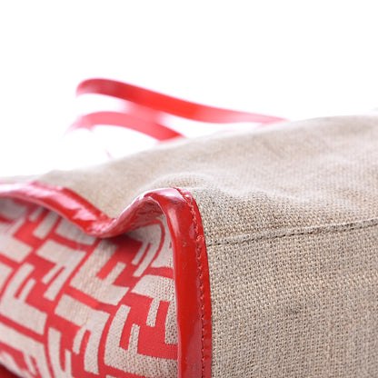 Fendi Linen Patent FF Shopping Tote Fragola 11 of 17