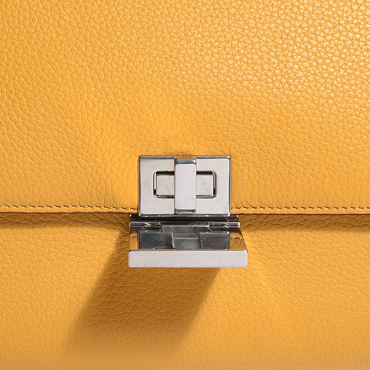 Celine Drummed Calfskin Suede Medium Trapeze Mustard 9 of 9