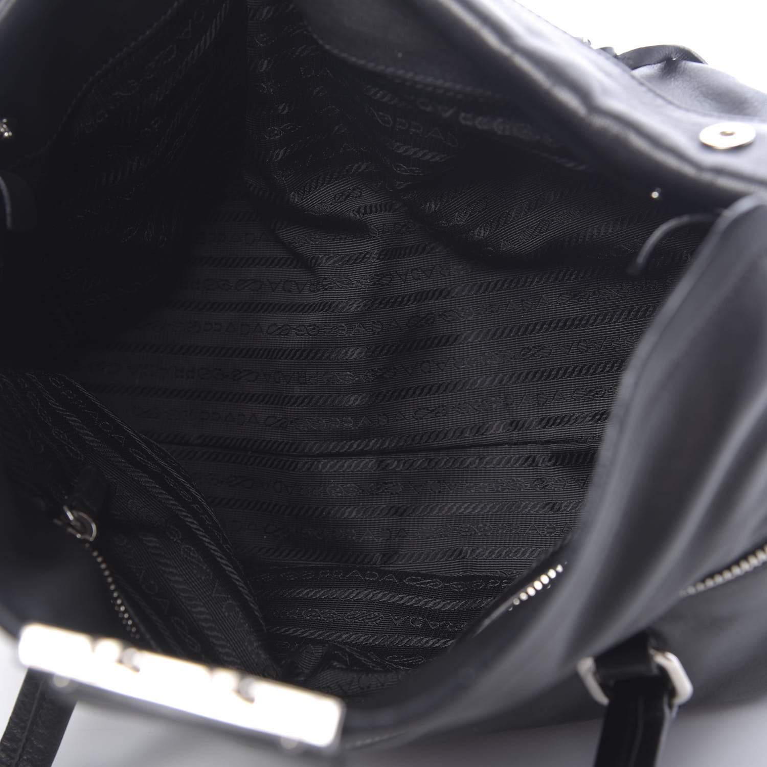 Prada Royal Calf Easy Foldover Pushlock Satchel Black 5 of 9